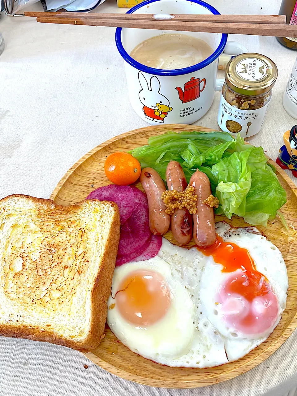 今日の朝ごパン。仕事休みだからちょっとじかんあるごはん。|ぽんぽこまめだ。さん