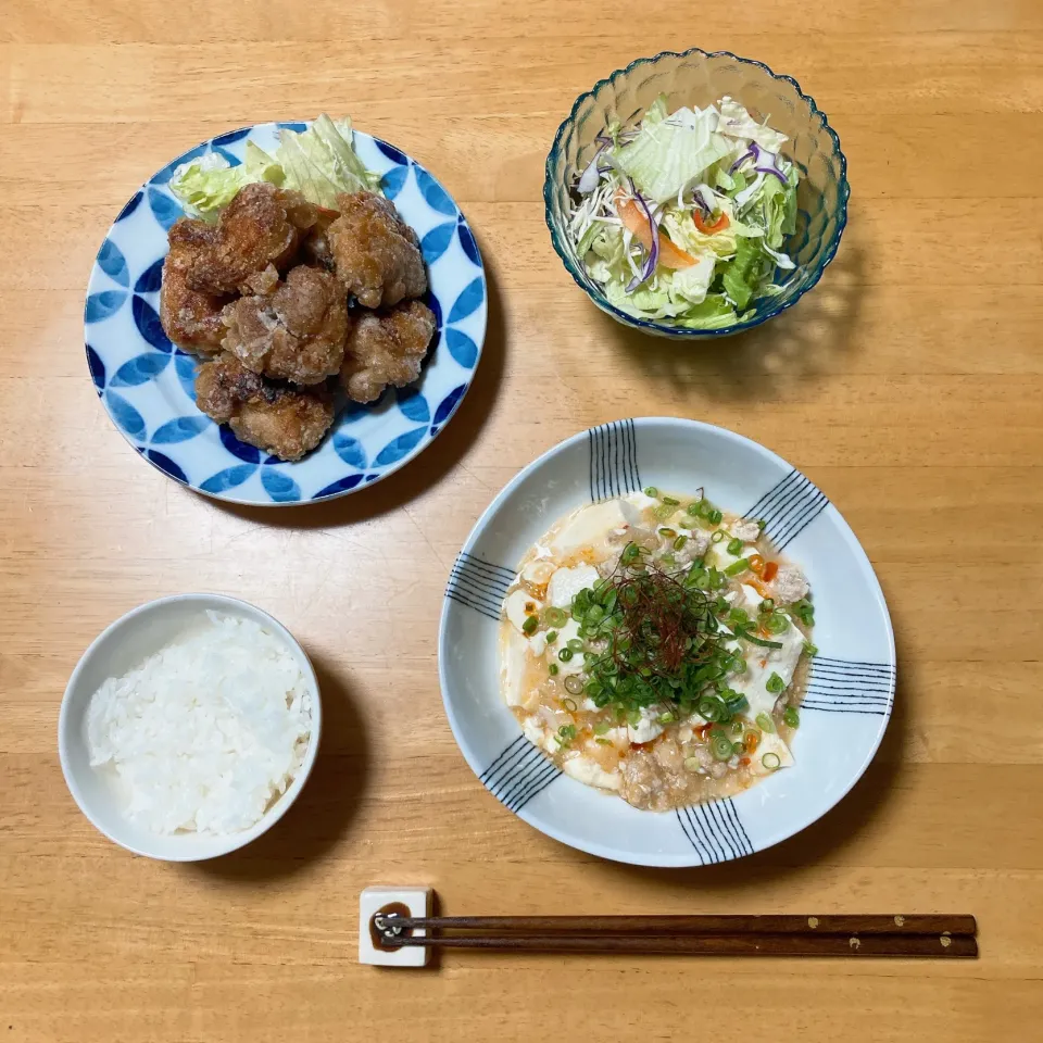 鶏塩麻婆豆腐としょうゆからあげ|ちゃみこさん