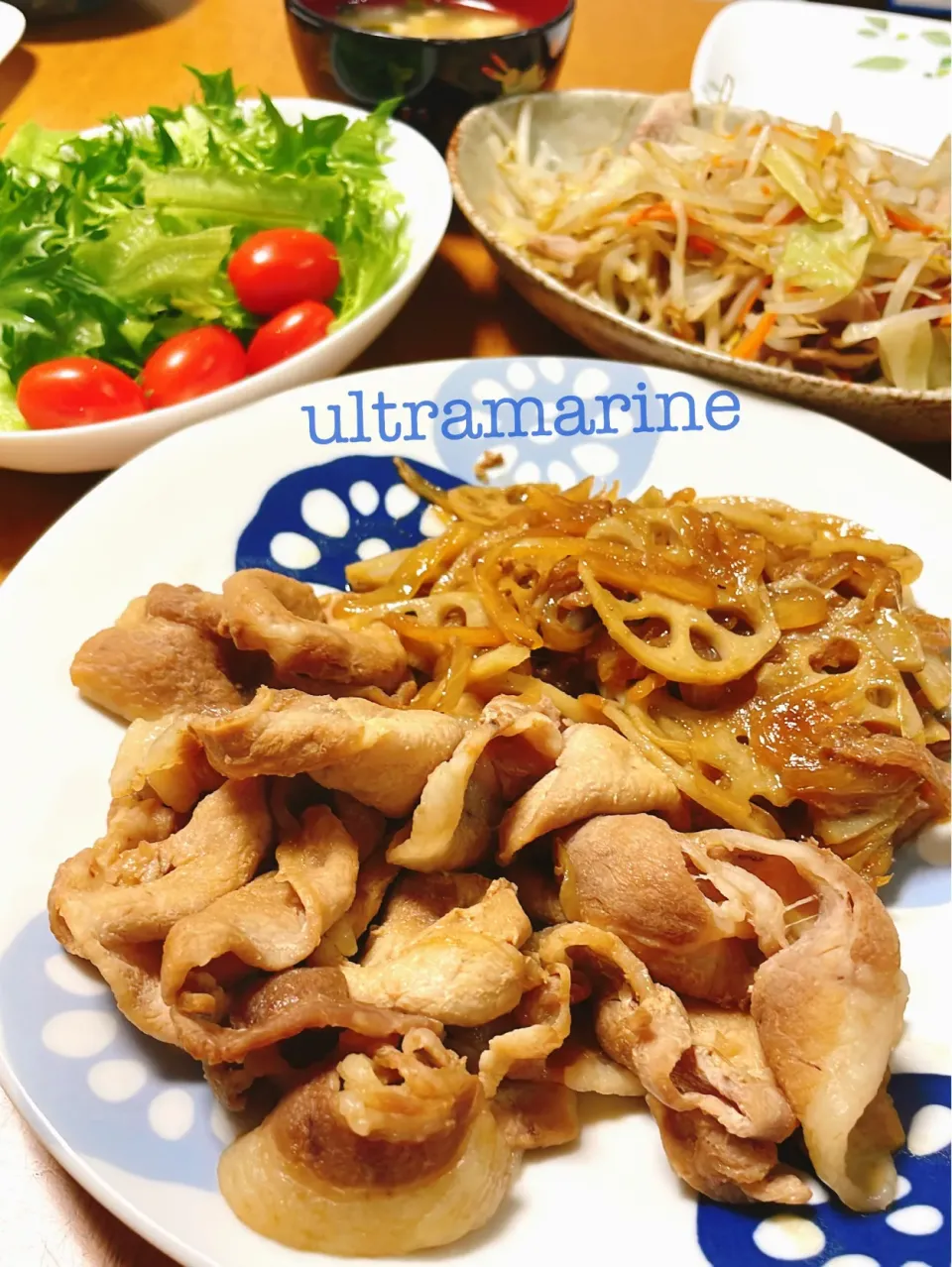 Snapdishの料理写真:＊れんこんと一緒に、豚のしょうが焼き♪＊|ultramarineさん