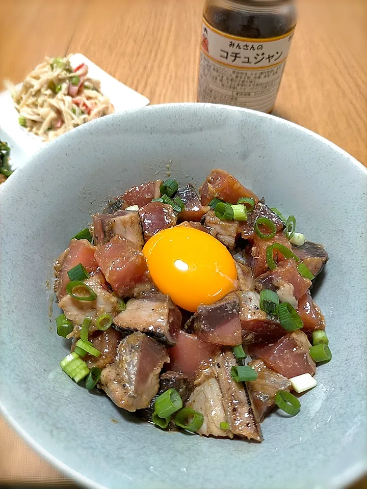 カツオのタタキユッケ丼|しんちゃんパパさん