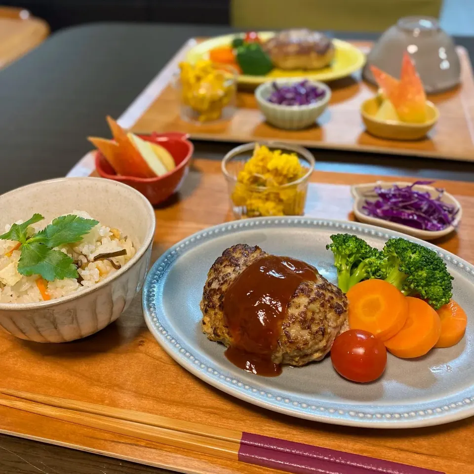 豆腐ハンバーグと舞茸の炊き込みご飯|ちぐあささん