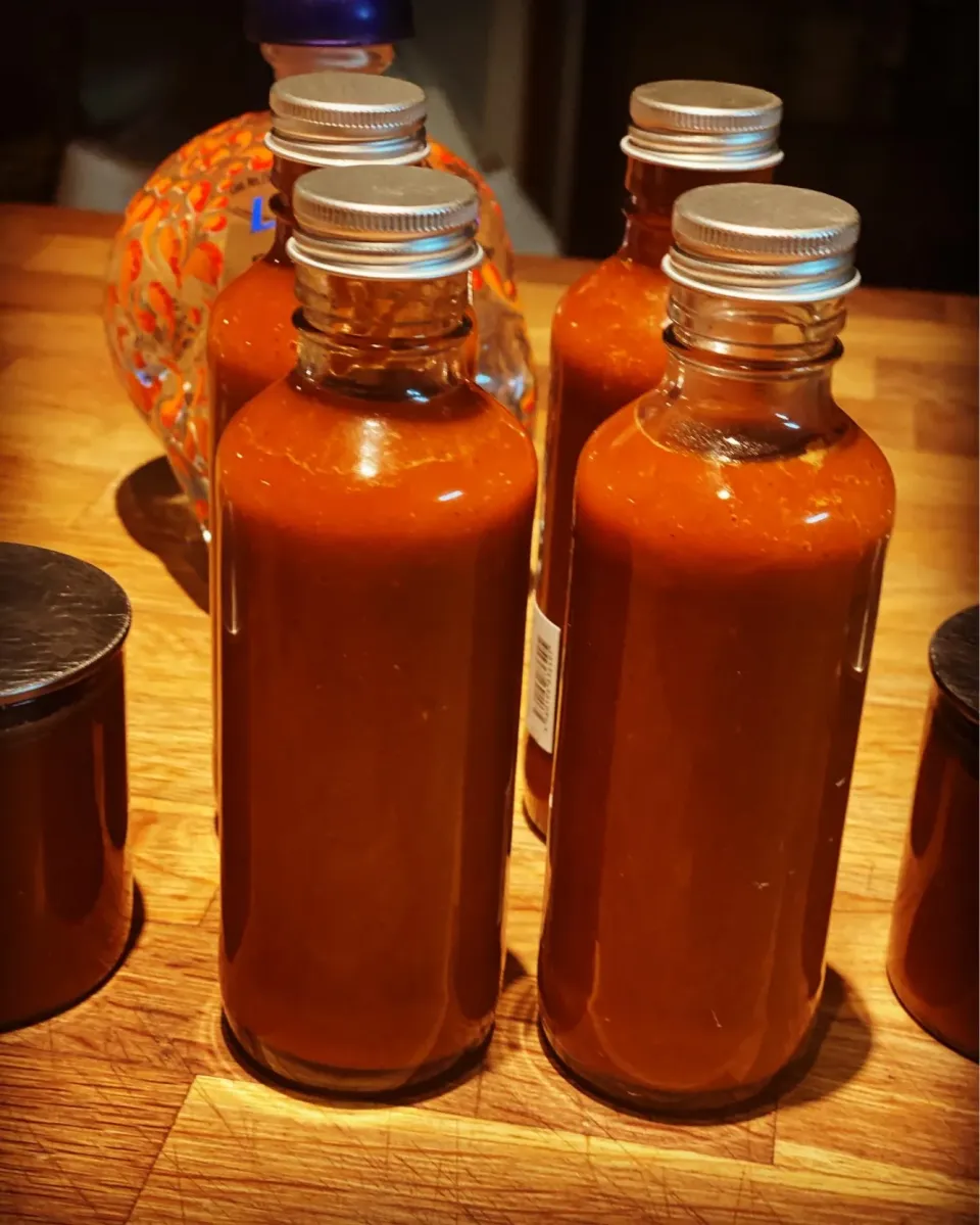 Hot ! Hot ! Hot ! 
Hot Sauce Just made 
Flavored with Aromatic Spice this time can feel this one all the way to my toes lol 😂 
#hotsauce 
#homemade 
#chefemanu|Emanuel Hayashiさん