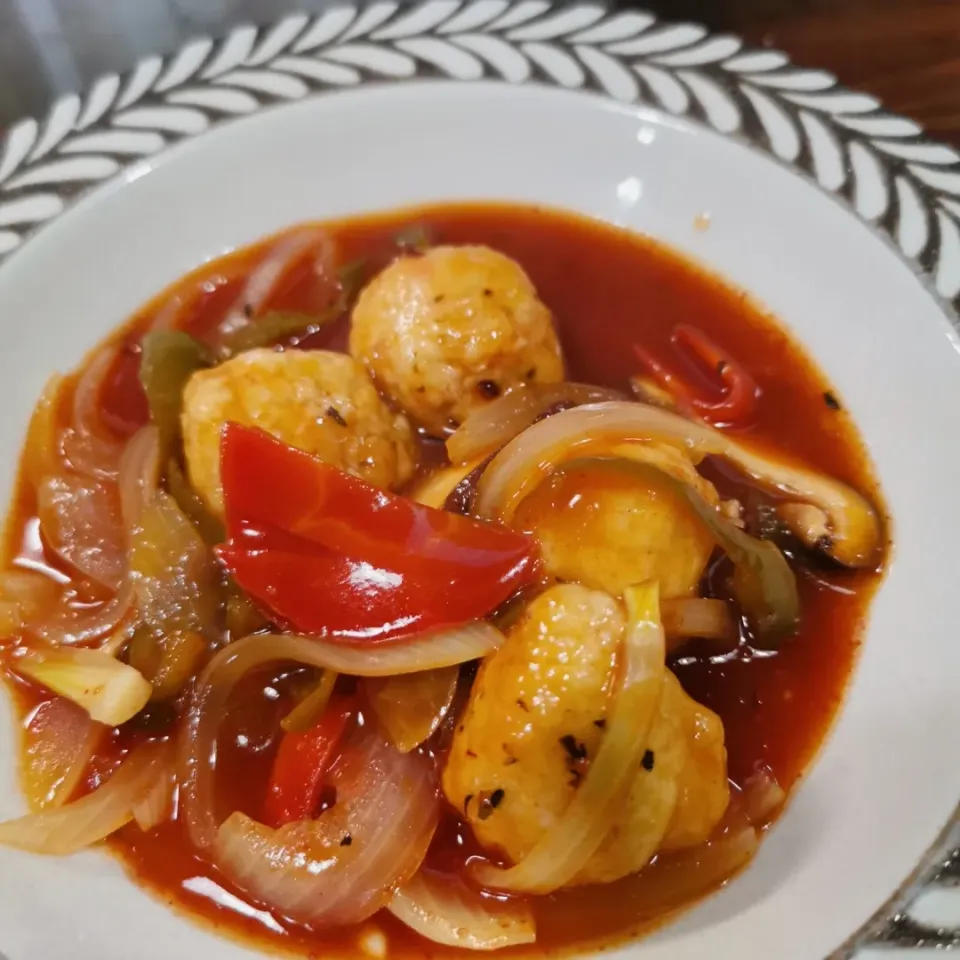 鶏肉団のトマトケチャップ煮👌グ〜です☺️|ペンギンさん