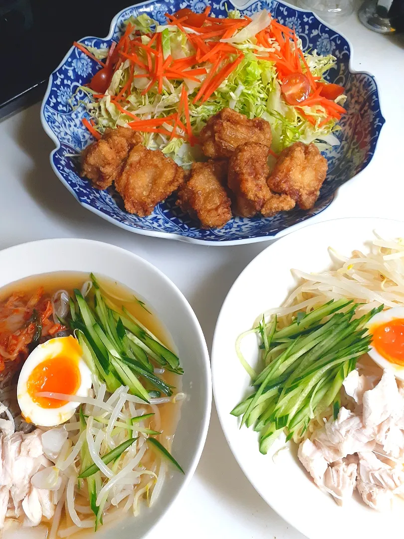 ☆夕飯☆余り物。冷やし中華と冷麺(笑)季節感なし|ｼｮｺﾗさん