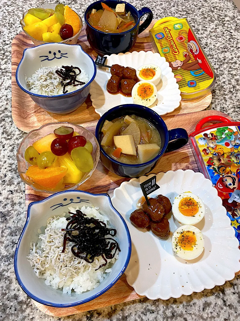 Snapdishの料理写真:6歳と3歳のごはん|つんさん