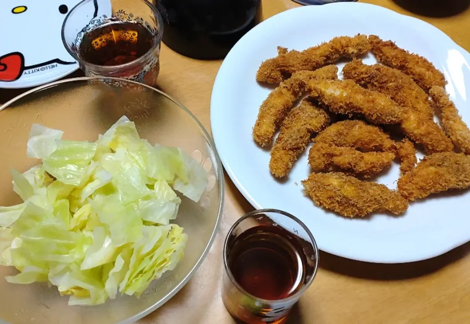 ゆでキャベツと鶏ささみフライカレー風味|しまだ ちえこさん