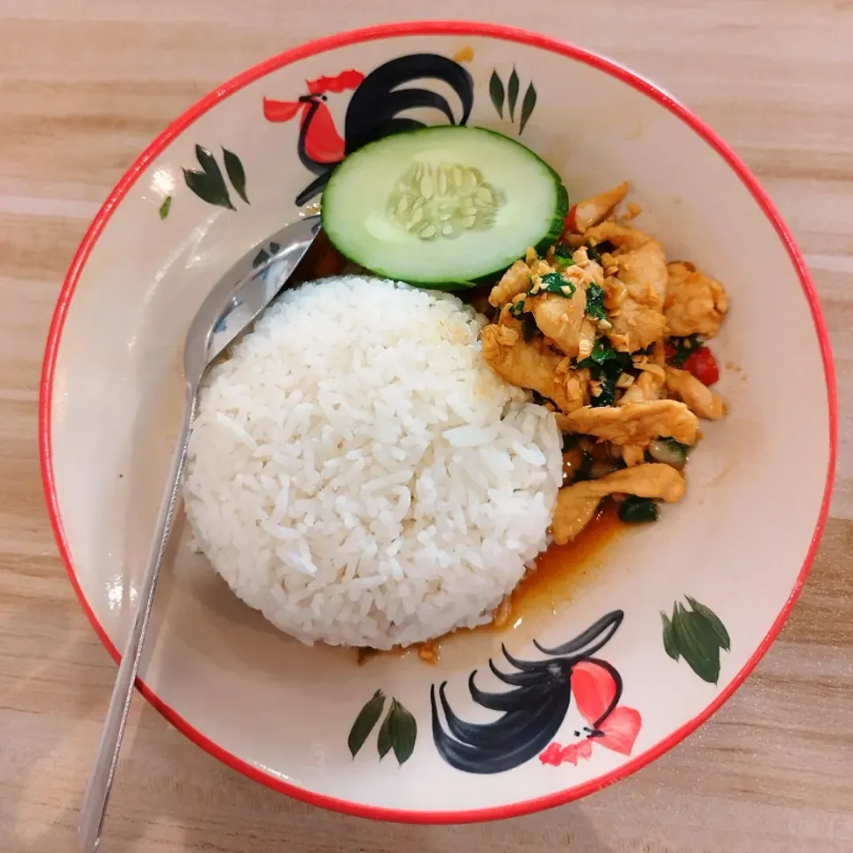 Snapdishの料理写真:Thai Garlic Rice with Chicken|Raaonnさん