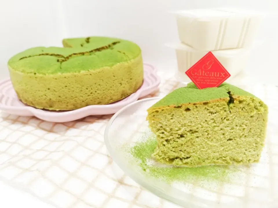 クリームチーズなし！お豆腐とヨーグルトで抹茶のじゅわふわスフレケーキ❤|Kutanmam.さん