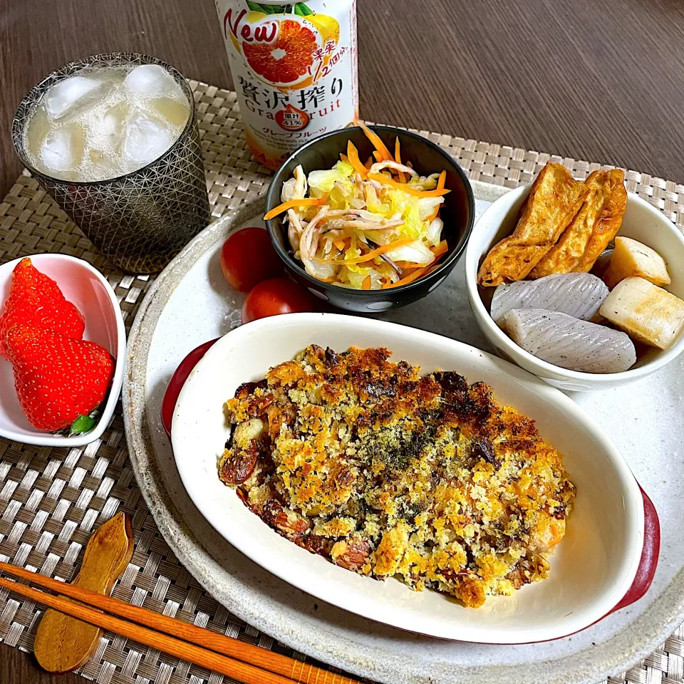 2/10晩ご飯：サーモンのナッツパン粉焼き|ななみんさん