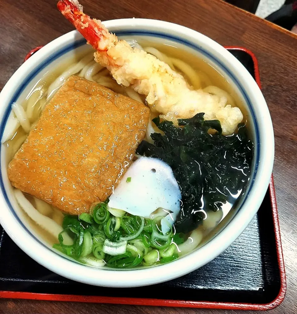 Snapdishの料理写真:香川2日目　夫　えび天きつねうどん大(2玉)|あかね空さん