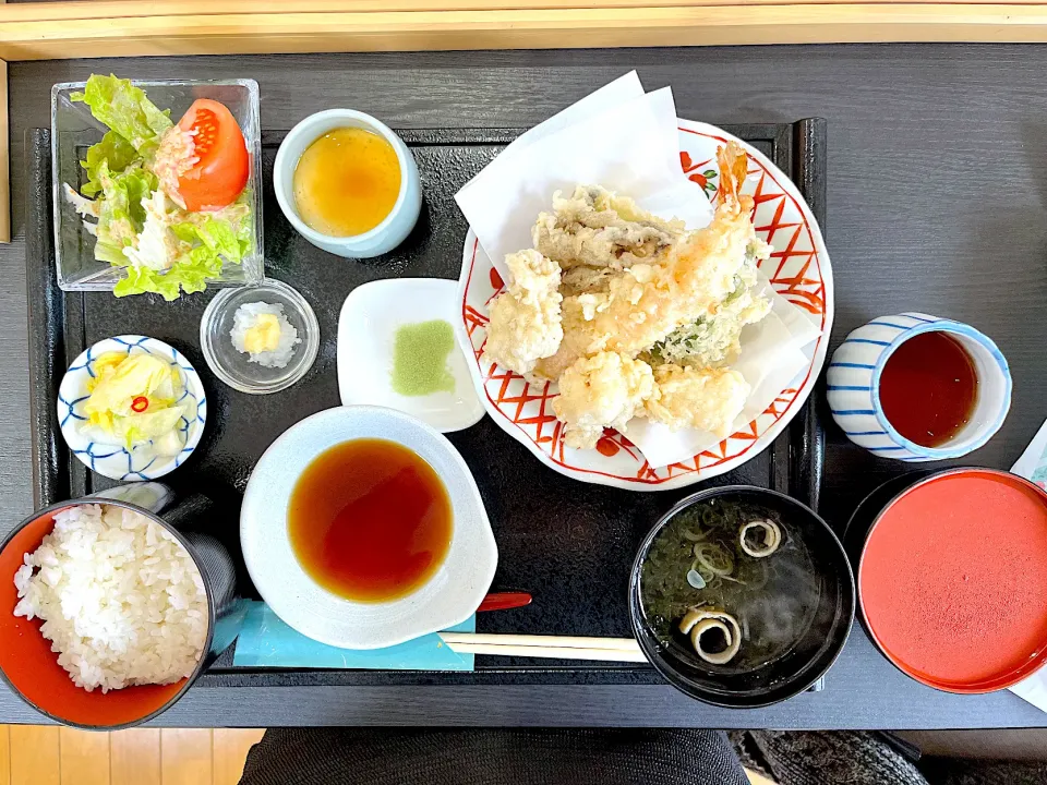 天ぷら御膳（エビ、たち、カスベ、茄子、舞茸、ピーマン）|きらさん