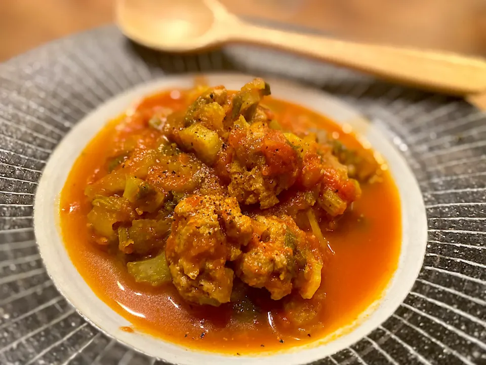 大豆ミートとセロリのトマト煮込み🍅|まめすけ。さん