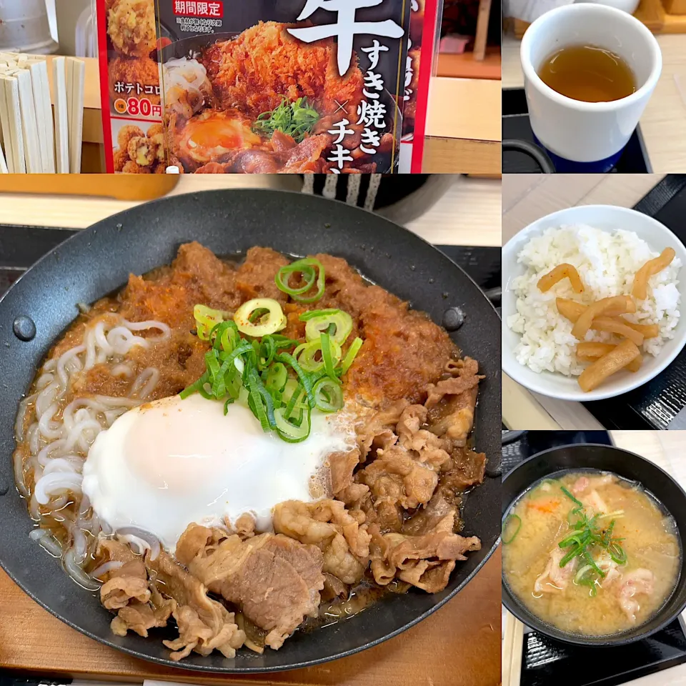 牛すき焼き×チキンカツ合い盛り定食|るみおんさん