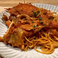 Snapdishの料理写真:蟹クリームパスタ|秋丸憲和さん