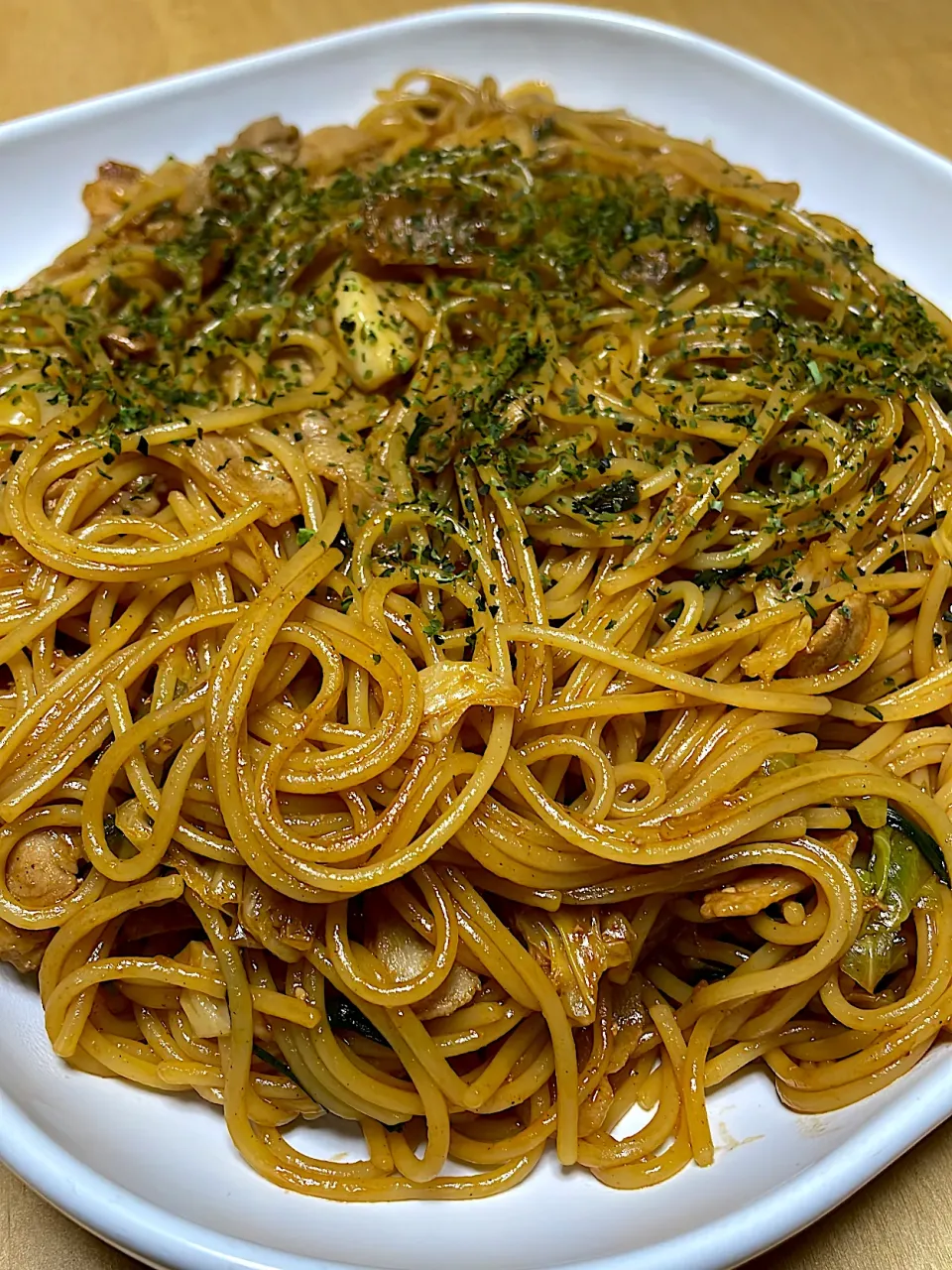 昨日の残り！豚バラキャベツ甘辛炒めをパスタ焼きそばにして見ました⤴️|abekoさん