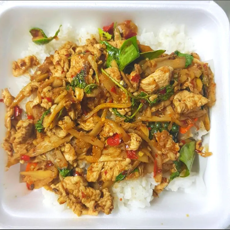 stir fry pickled bamboo shoots and chicken with rice|patlovestocookさん