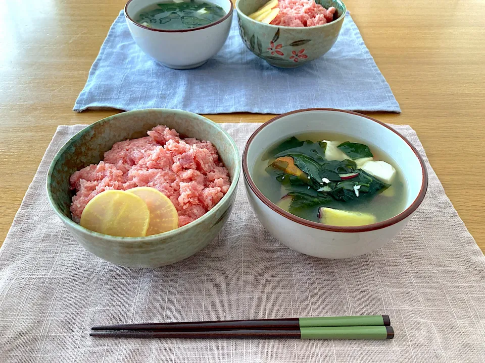 Snapdishの料理写真:＊ネギ無しねぎトロ丼？お手軽ランチ＊|＊抹茶＊さん