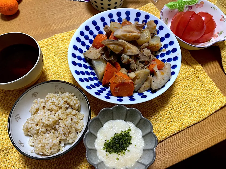 大和芋のとろろ、豚肉の筑前煮|1614さん