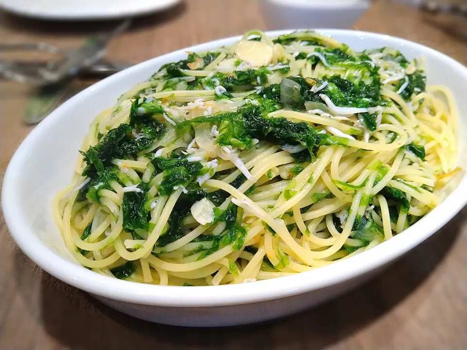 Snapdishの料理写真:生青のりとしらすのスパゲティ|古尾谷りかこさん