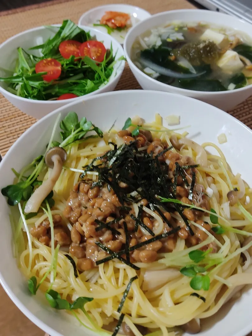 Snapdishの料理写真:納豆スパゲッティの食べ方|Rピージャーさん