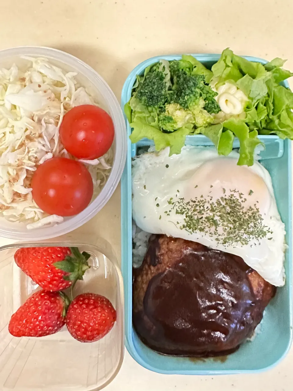 Snapdishの料理写真:ロコモコ弁当|かずきゅうさん