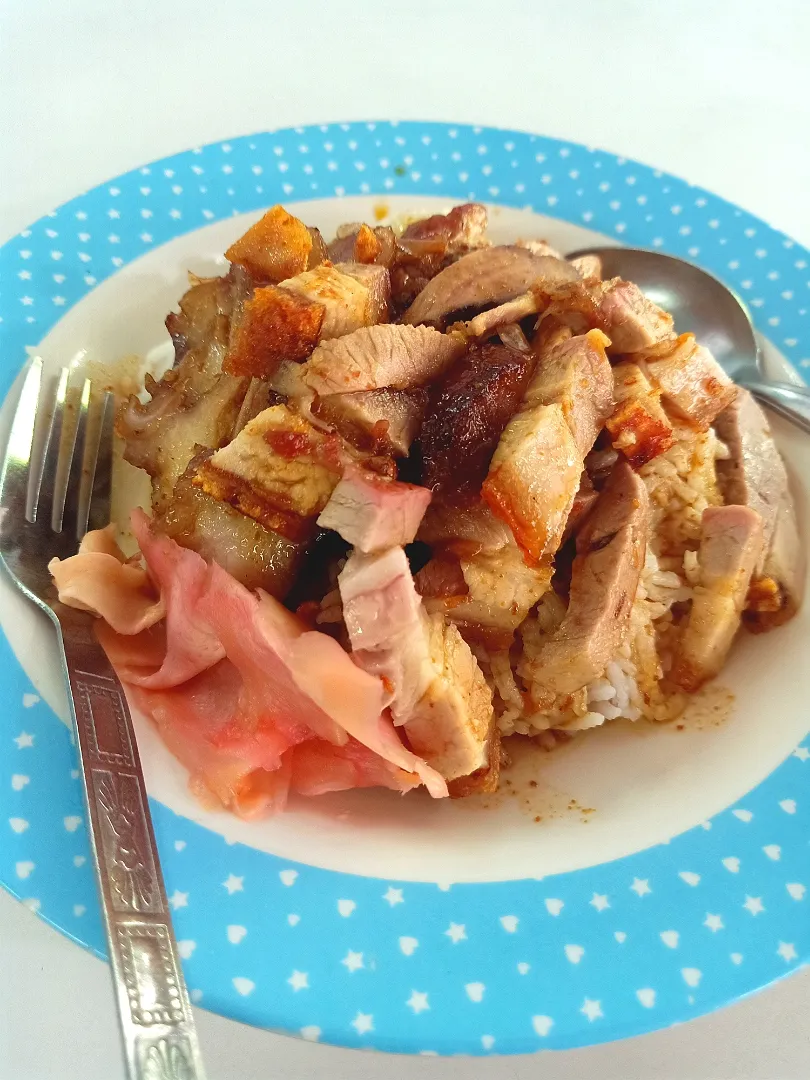 Snapdishの料理写真:Mixed Meat on Rice w/ Roasted Duck + Pork & Crispy Pork (Chepo Rice)|An'leeさん