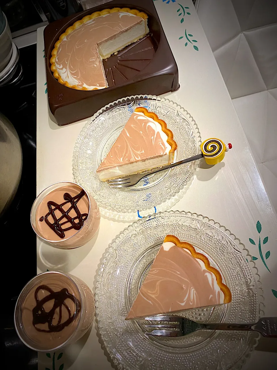 Snapdishの料理写真:チョコマーブルチーズケーキ🥧🍫　クリームチーズのチョコムース🍮|ch＊K*∀o(^^*)♪さん