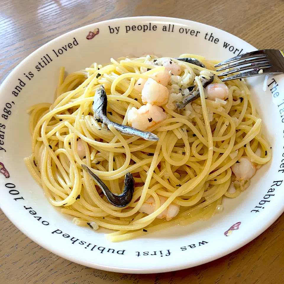 煮干しとエビのパスタ|Kojiさん