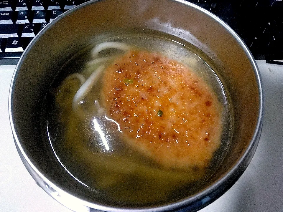 なめ茸と肉そぼろ入りとろみ付きコロッケうどん|darkbaronさん