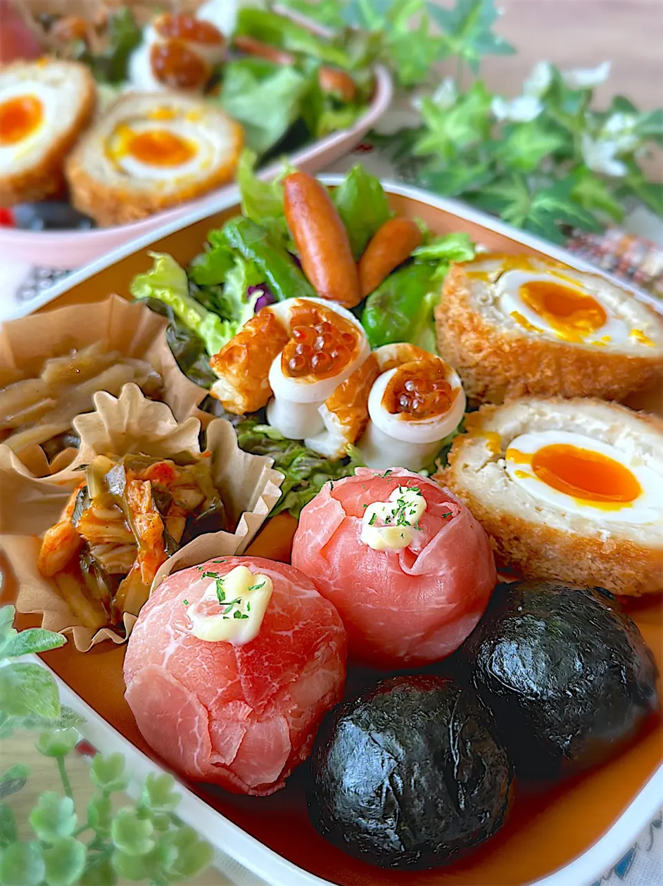 生ハムおにぎり🍙弁当🍱|みゆきさん