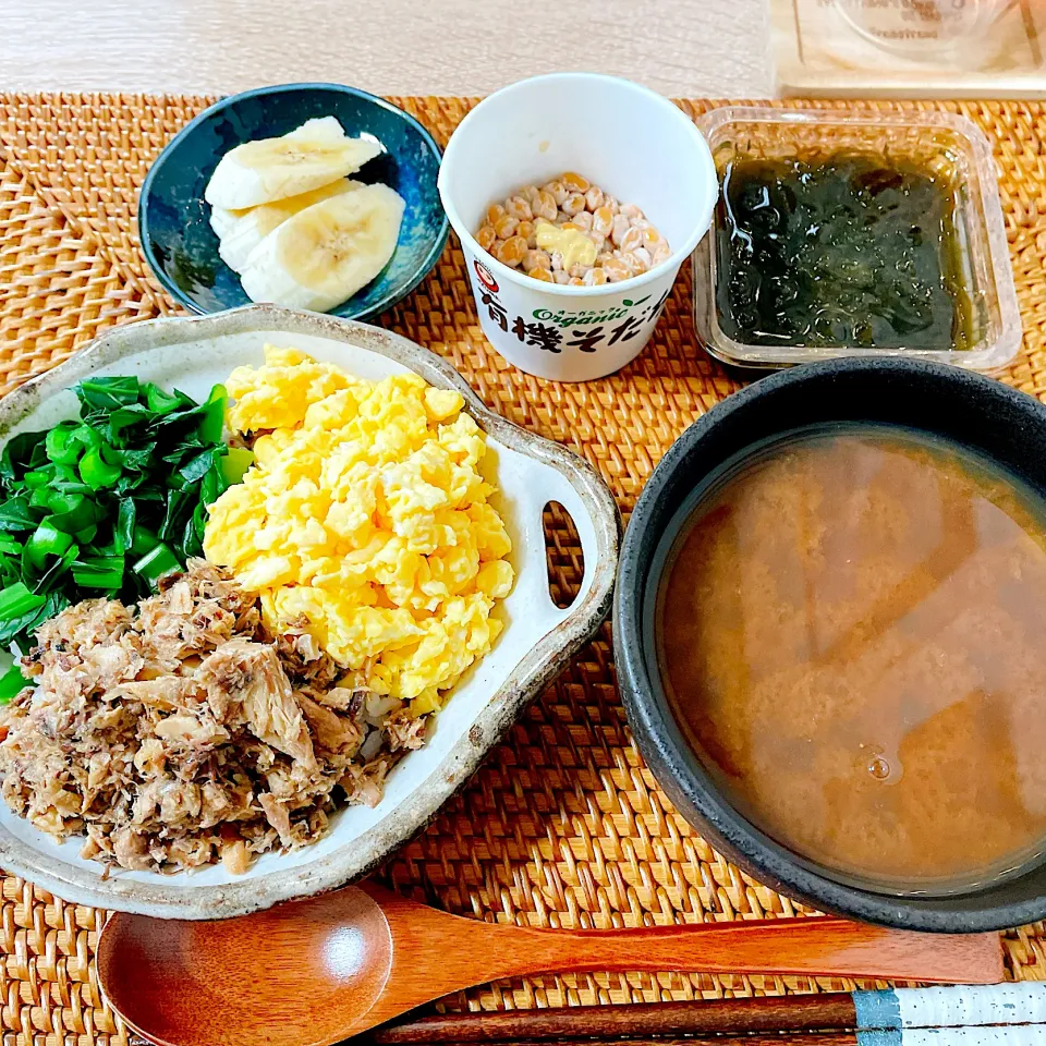 Snapdishの料理写真:🙂鯖缶で三色丼🙂|Laniさん