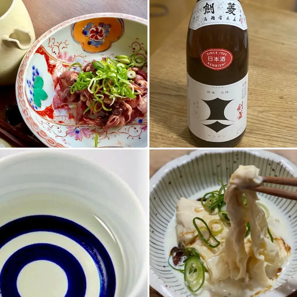 Snapdishの料理写真:蛍イカ&湯葉刺しを直七ポン酢で晩酌スタート|ばくあんしゃさん