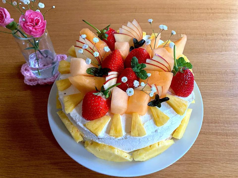 Snapdishの料理写真:＊ちびたんとべびたんのお誕生日ケーキ🎂🎉＊|＊抹茶＊さん