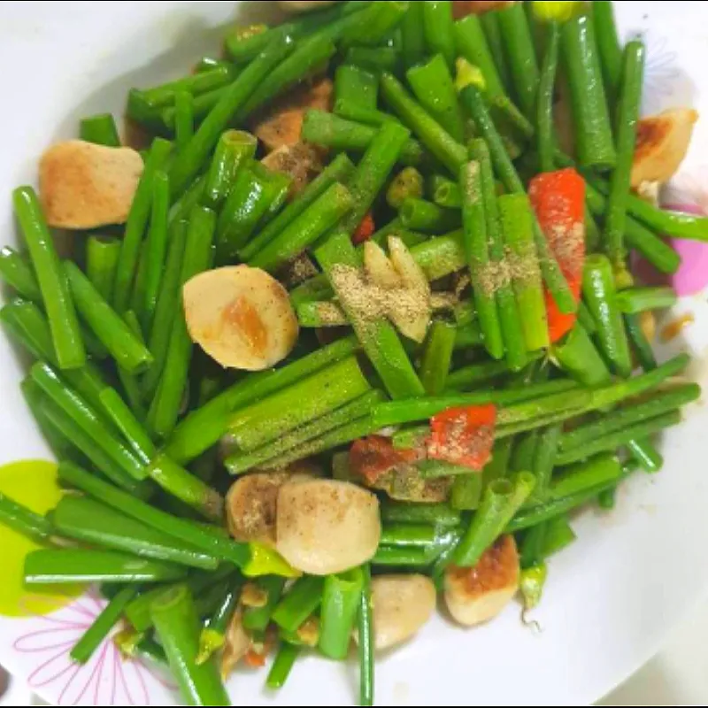 stir fry onion flower stem with pork meatballs|patlovestocookさん