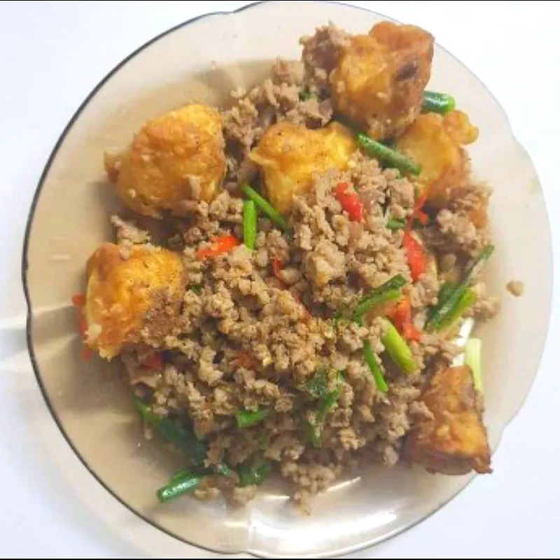 stir fry minced pork with soft tofu|patlovestocookさん