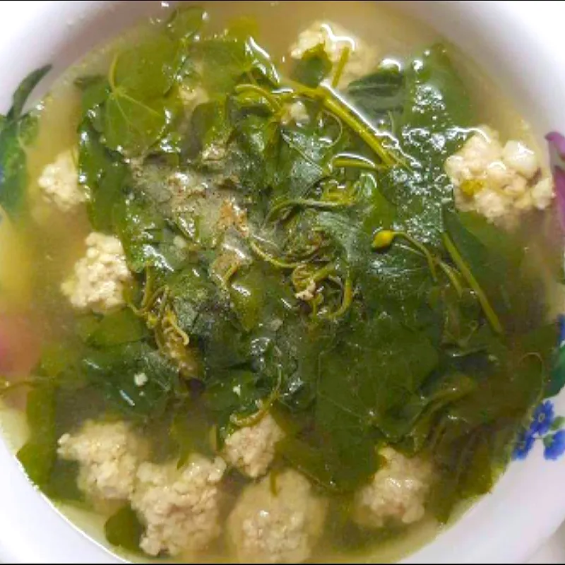 Ivy gourd leaves soup with minced pork|patlovestocookさん