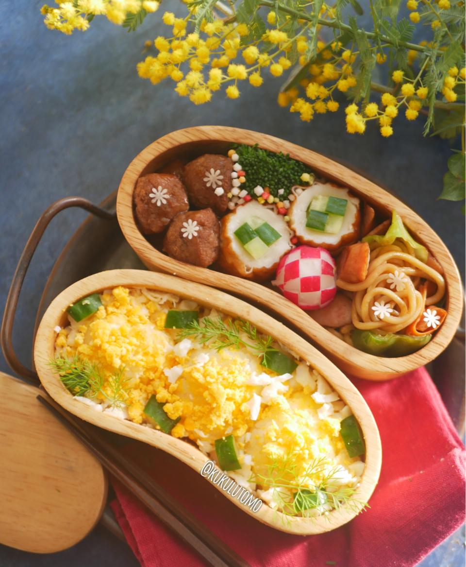 たまごそぼろにぎりdeミモザ弁当