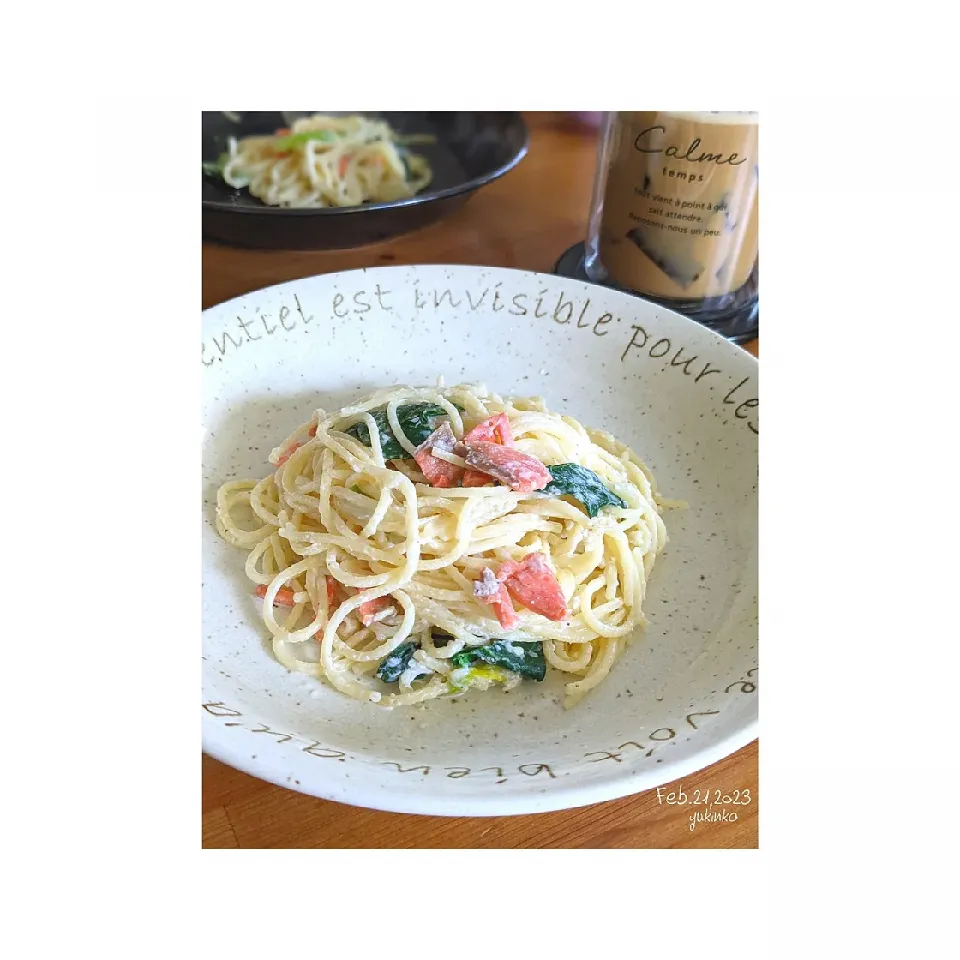 Snapdishの料理写真:サーモンとほうれん草のクリームパスタ♡
コーヒーゼリーラテ♡|U-YUKIさん