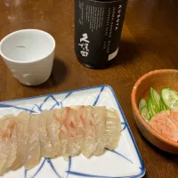 Snapdishの料理写真:鯛の昆布締めとあん肝|はみんぐば〜どさん