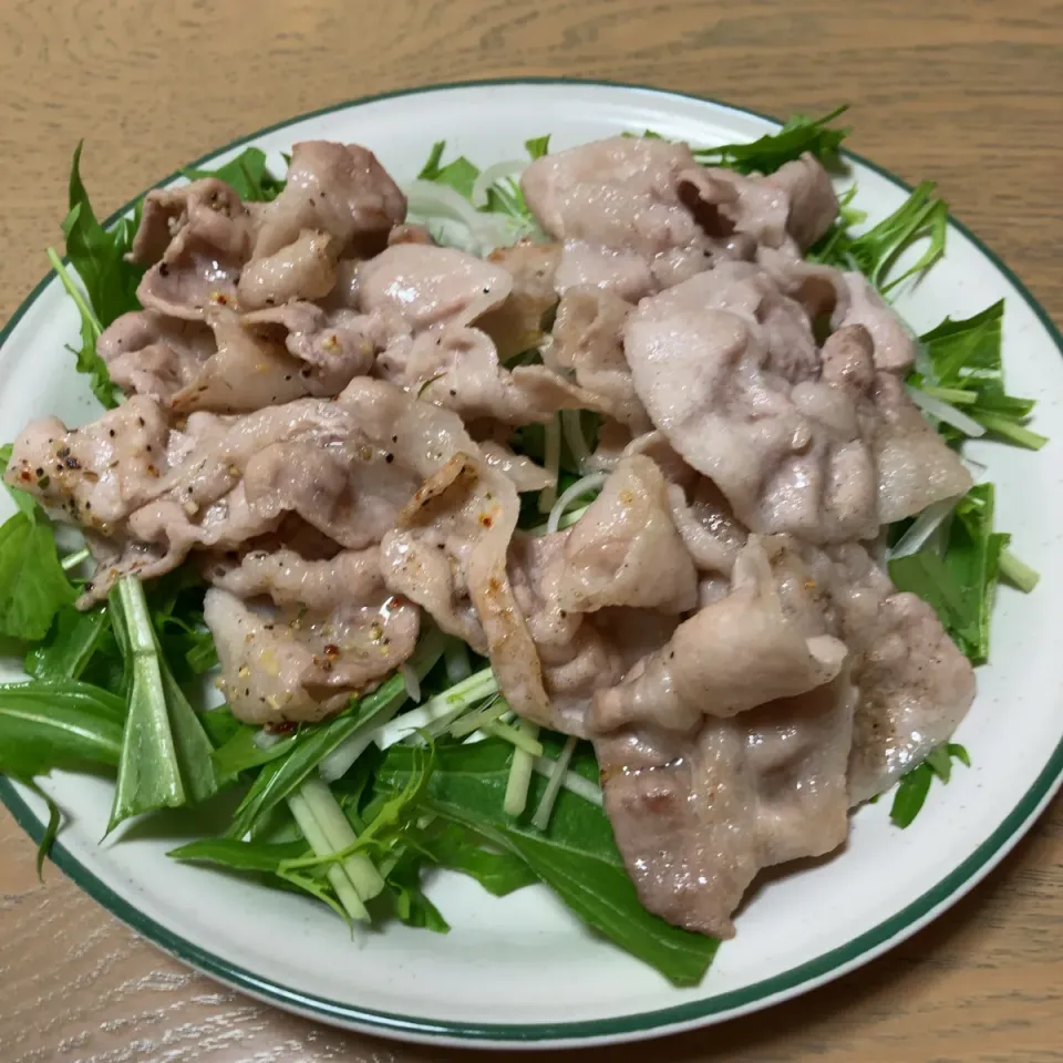 豚肉焼き、塩胡椒とほりにしのハーフ&ハーフ|Kojiさん