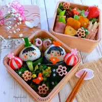 🎎ひなまつり🌸
御内裏様と御雛様おにぎり弁当