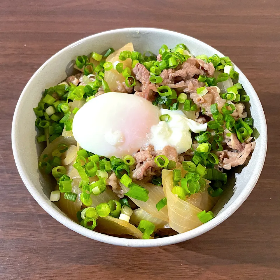 Snapdishの料理写真:温玉ネギだく牛丼|dashi menjiroさん