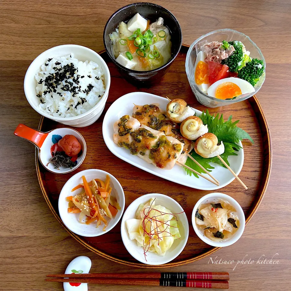 ニンニクネギ味噌のささみ焼き鳥定食💕😋|ナツ1224さん