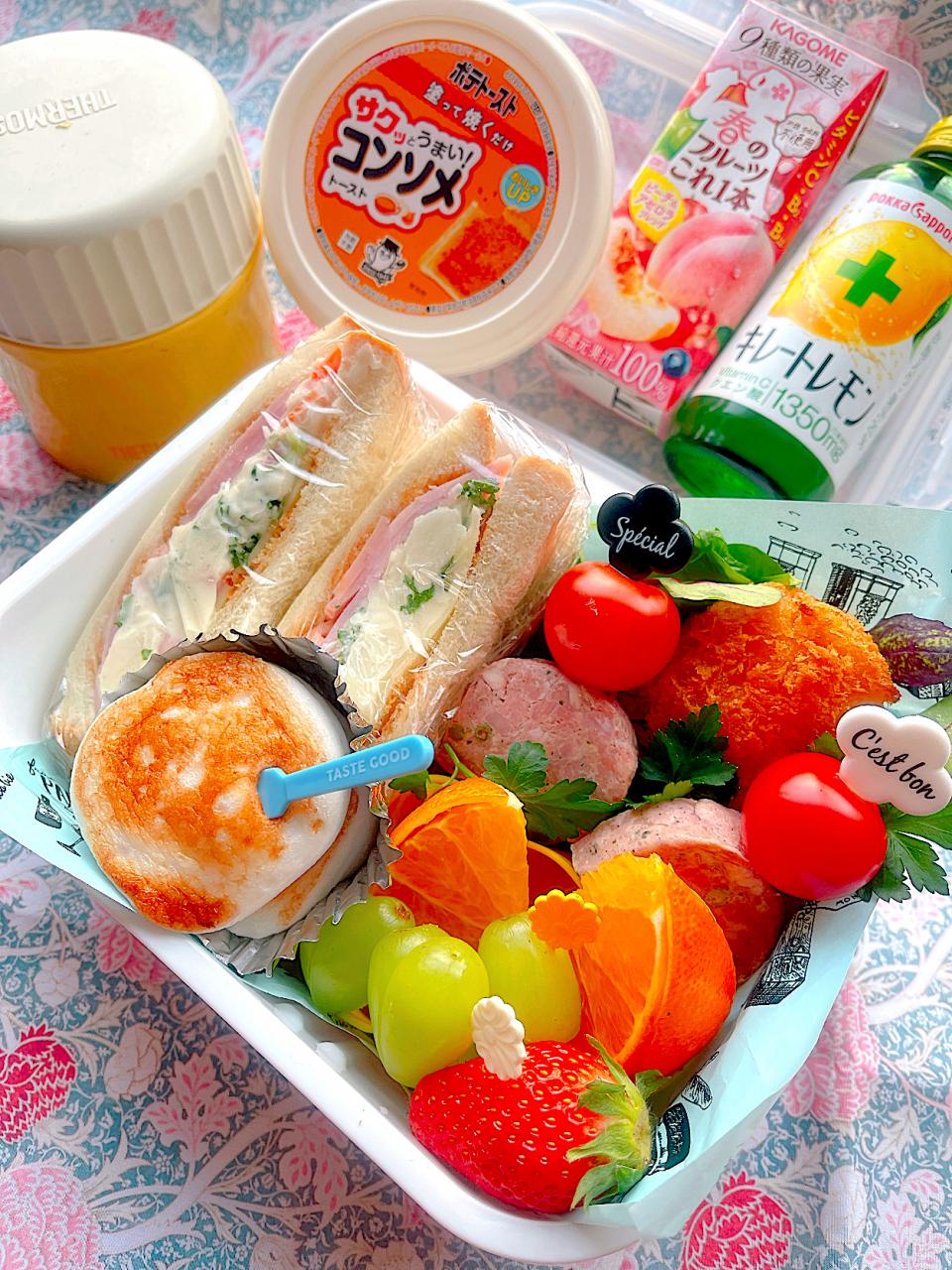2023/02/24 ハムとポテサラサンドイッチ弁当