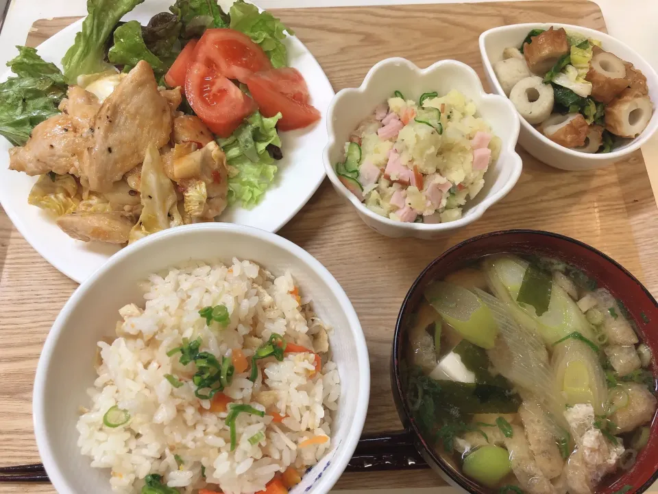 炊き込みご飯　ポトサラ　鶏のチリソース炒め|ひまわり子さん