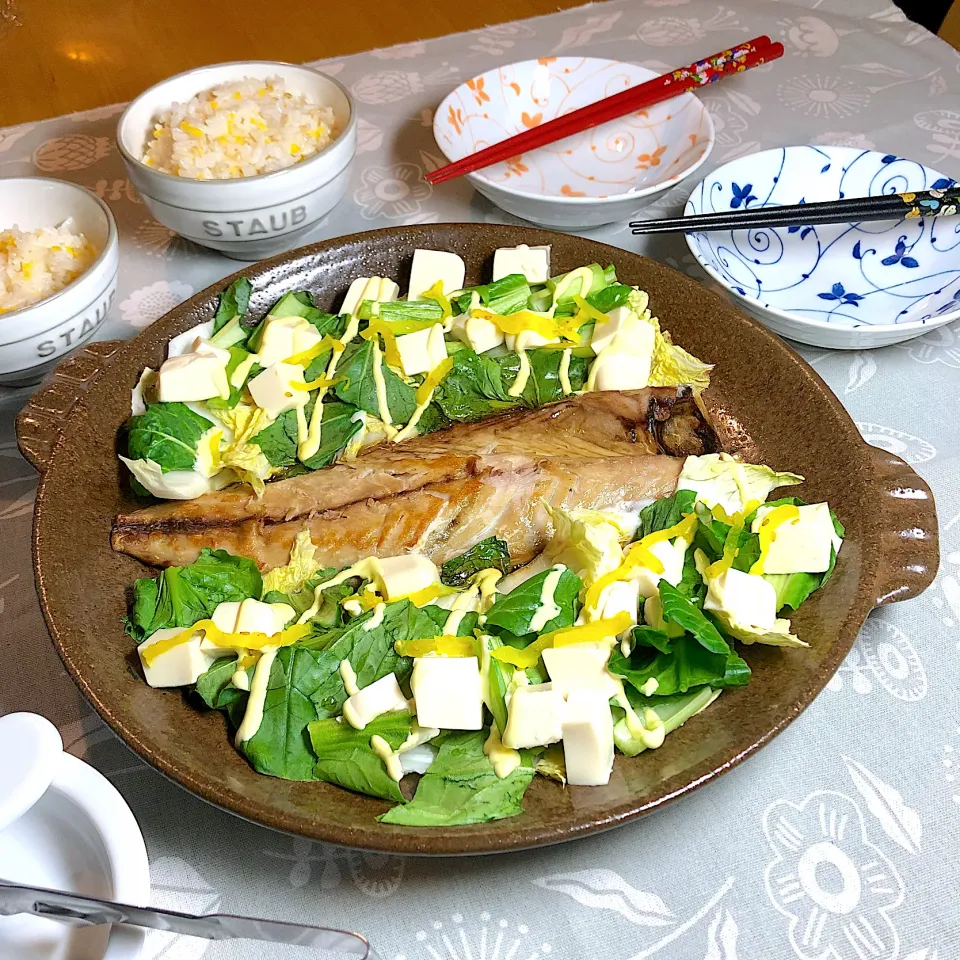 Snapdishの料理写真:玄鯖の干物とたっぷり野菜のボリボリ焼き|さらっと🍀さん