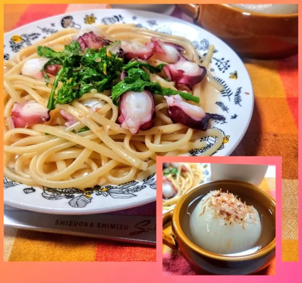 タコ×西洋菜花 和パスタ
新玉ねぎ和風スープ|マギーさん