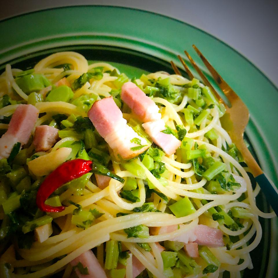 大根菜とベーコンの これうまペペロン🌶