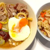 Snapdishの料理写真:煮込みうどん&炊込みご飯|yukiさん