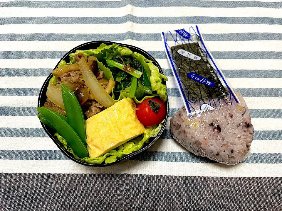 Snapdishの料理写真:牛キノコしぐれ煮、小松菜のおひたし、だし巻き卵、茹でスナップエンドウ|jackybeanさん